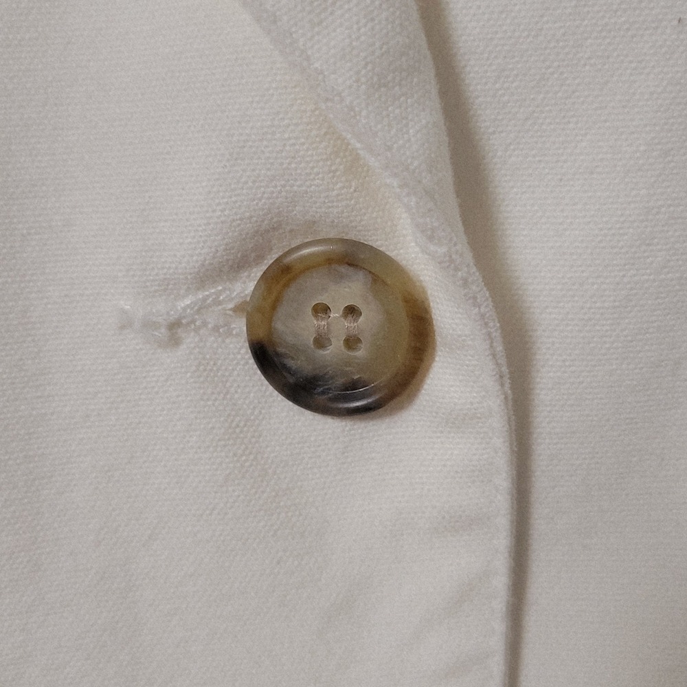 Vtg 90s DKNY Jeans Blazer Small Cream Cotton Longline Sporty Prep Crest - Picture 11 of 12